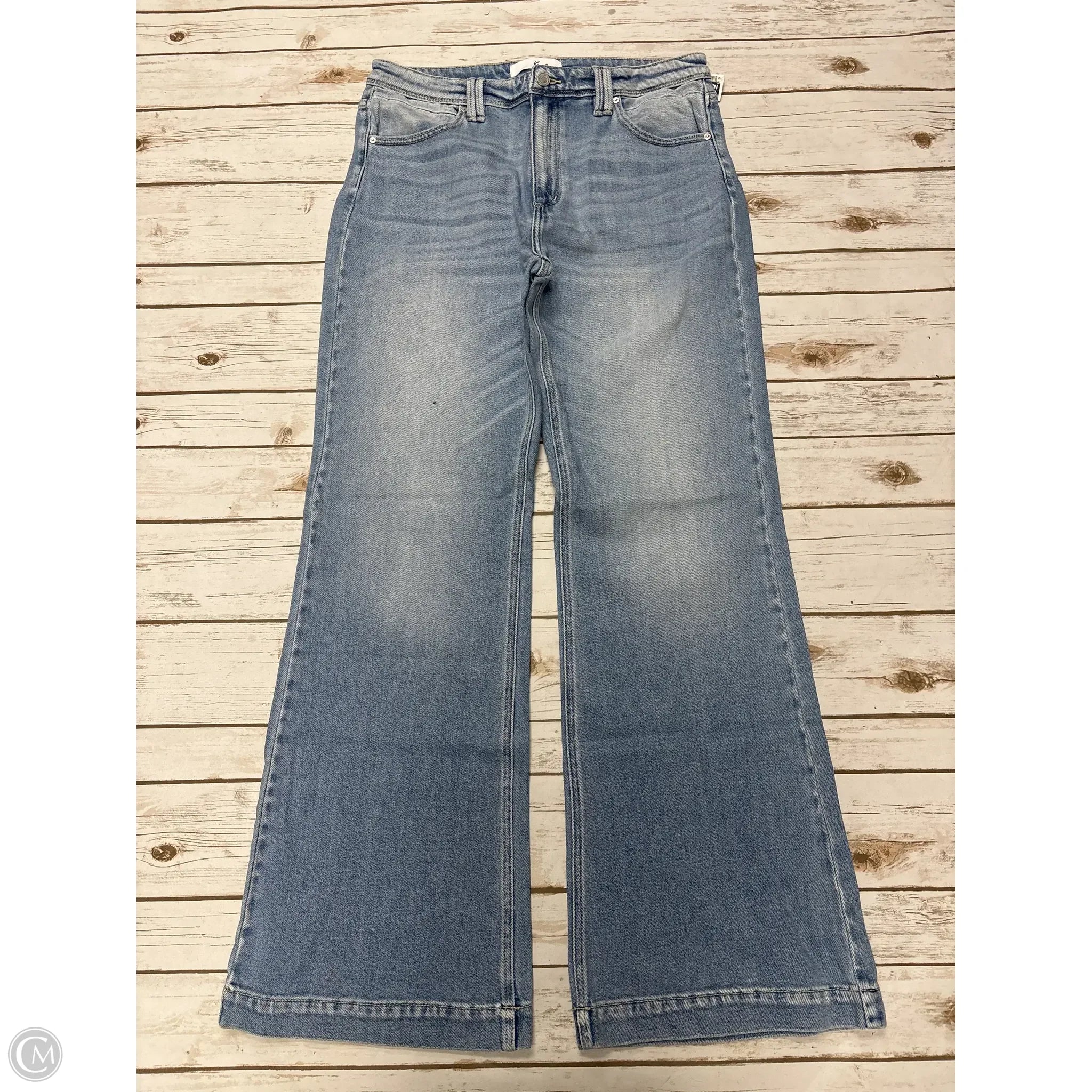 Fashionable Men's JeansJeans Flared By Kancan In Blue Denim, Size: 14