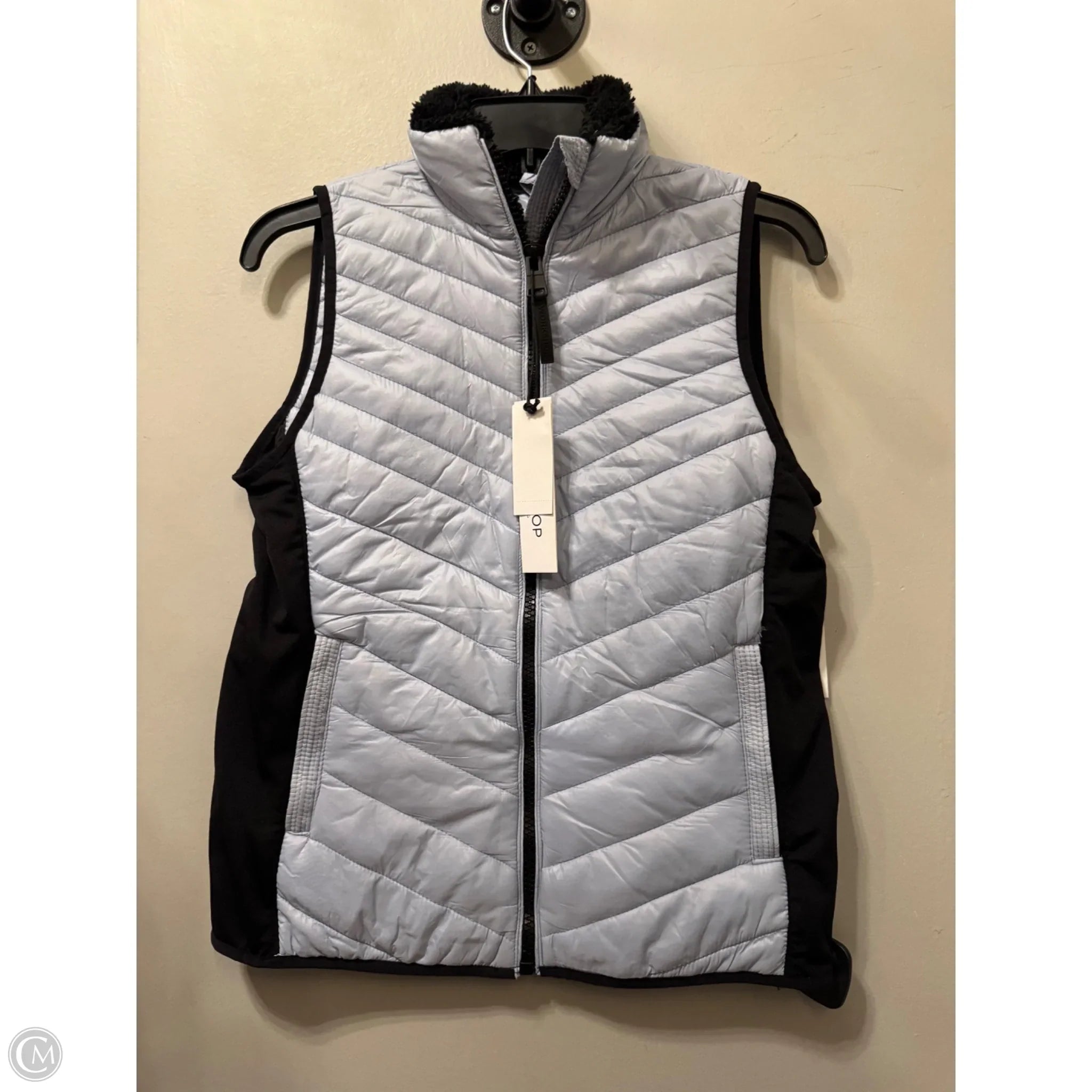 Men's Coats with Fur TrimVest Puffer & Quilted By Workshop In Black & Blue, Size: S