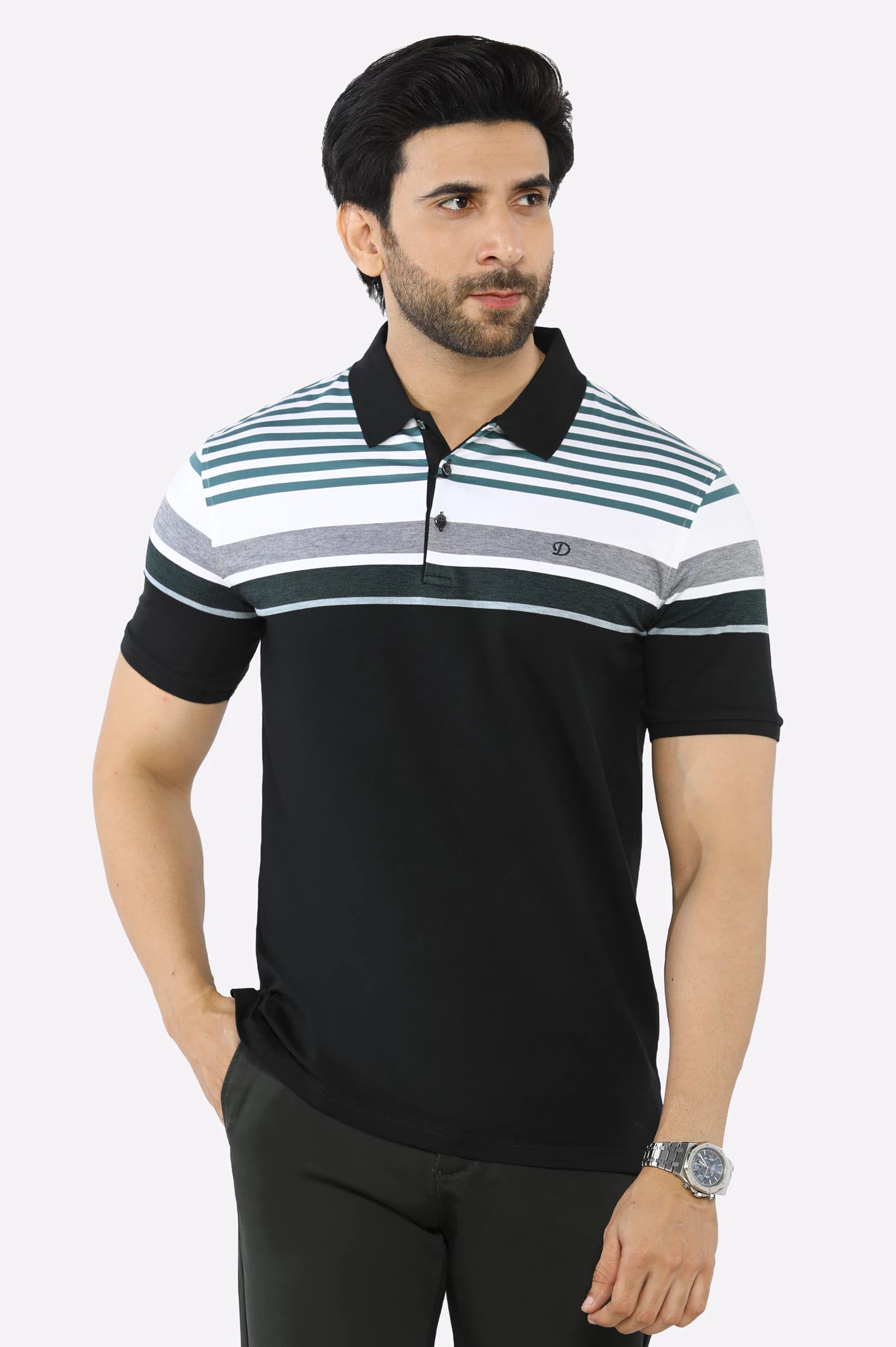 Men's Shirts with Short PlacketsGreen Yarn Dyed Polo
