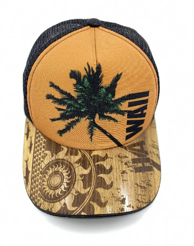 Novelty Trucker HatsHawaii Palm Koa Wood Hat