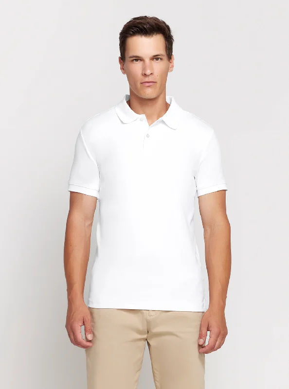 Men's Shirts with Cowl NecksEco White Nolan Polo T-Shirt