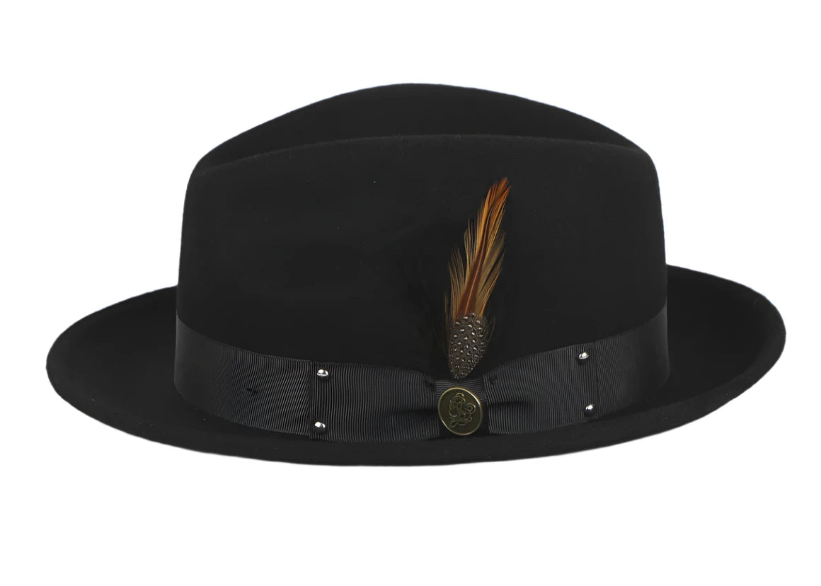 Wide-Brimmed Sun HatsBlack Steven Land Men's Wool Fedora Felt Winter Hat-The Ayden Style No: WH-100 Wide-Brimmed Sun HatsBlack Steven Land Men's Wool Fedora Felt Winter Hat-The Ayden Style No: WH-100