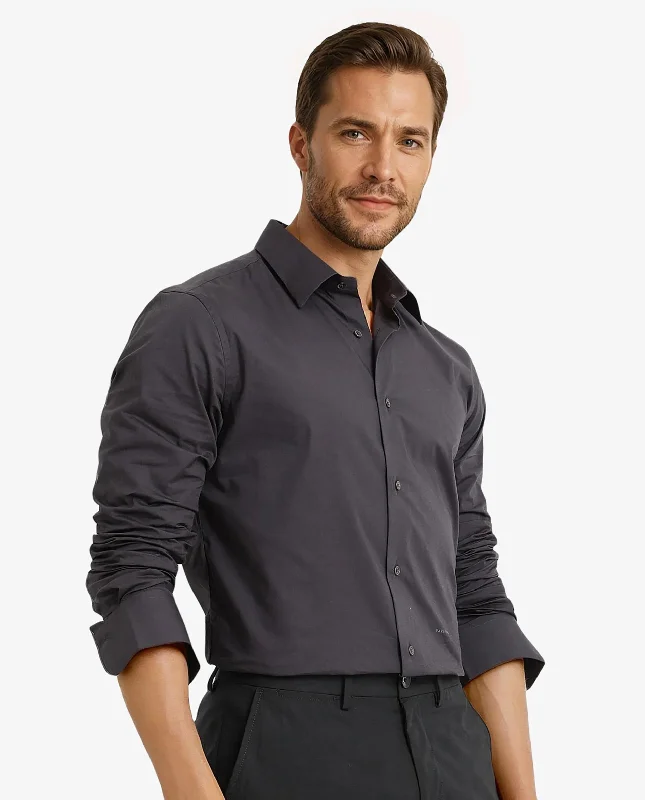 Versatile Men's Short-Sleeve ShirtsRare Rabbit Men Neutron-9 Dark Grey Cotton Spandex Blend Fabric Full Sleeves Regular Fit Solid Shirt Versatile Men's Short-Sleeve ShirtsRare Rabbit Men Neutron-9 Dark Grey Cotton Spandex Blend Fabric Full Sleeves Regular Fit Solid Shirt