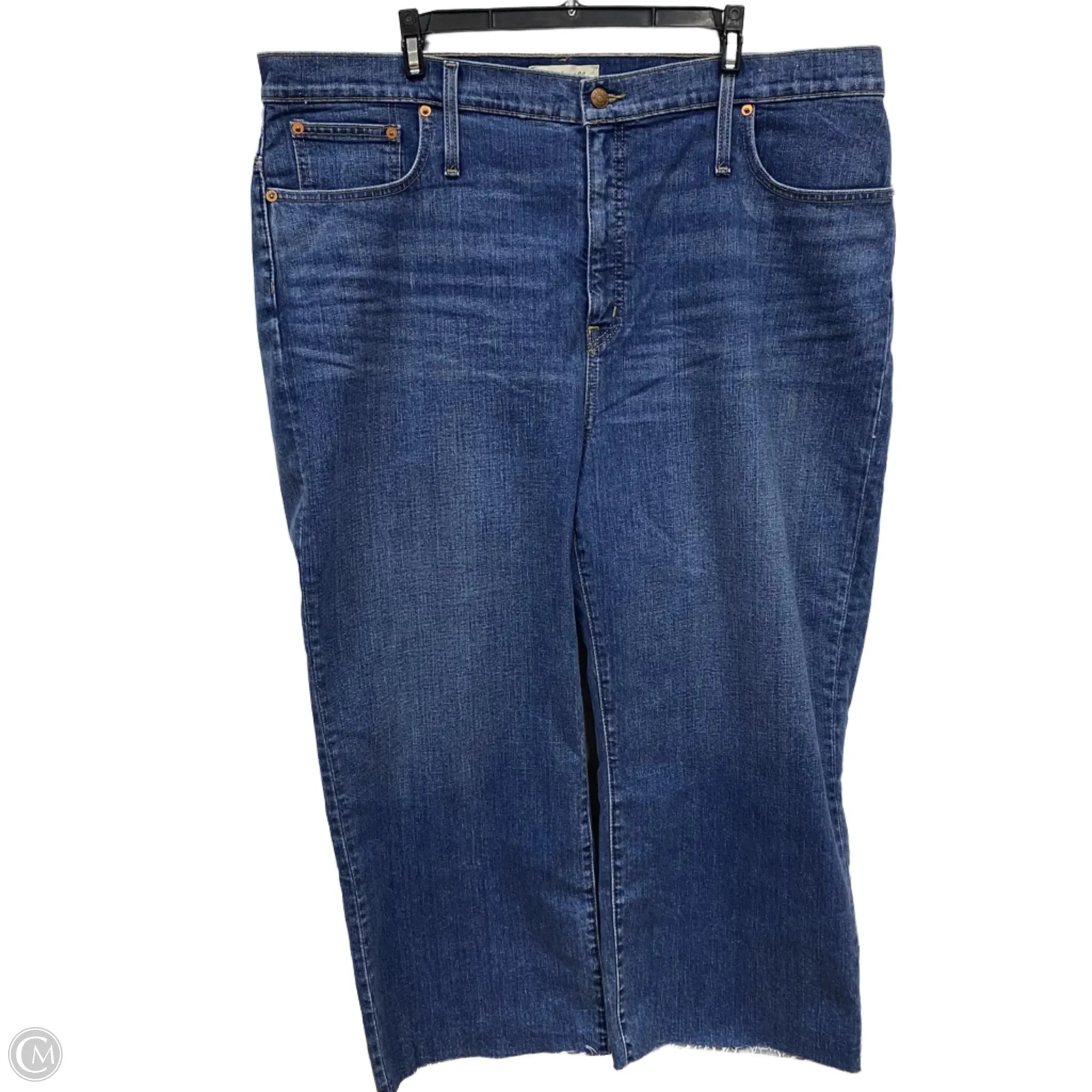 Casual Ripped Men's JeansJeans Wide Leg By Madewell In Blue Denim, Size: 18