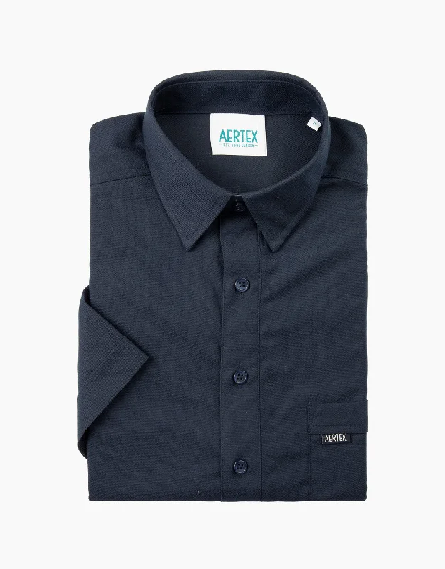 Men's Long-Sleeved ShirtsAertex Taunton Navy Short Sleeve Polo Shirt