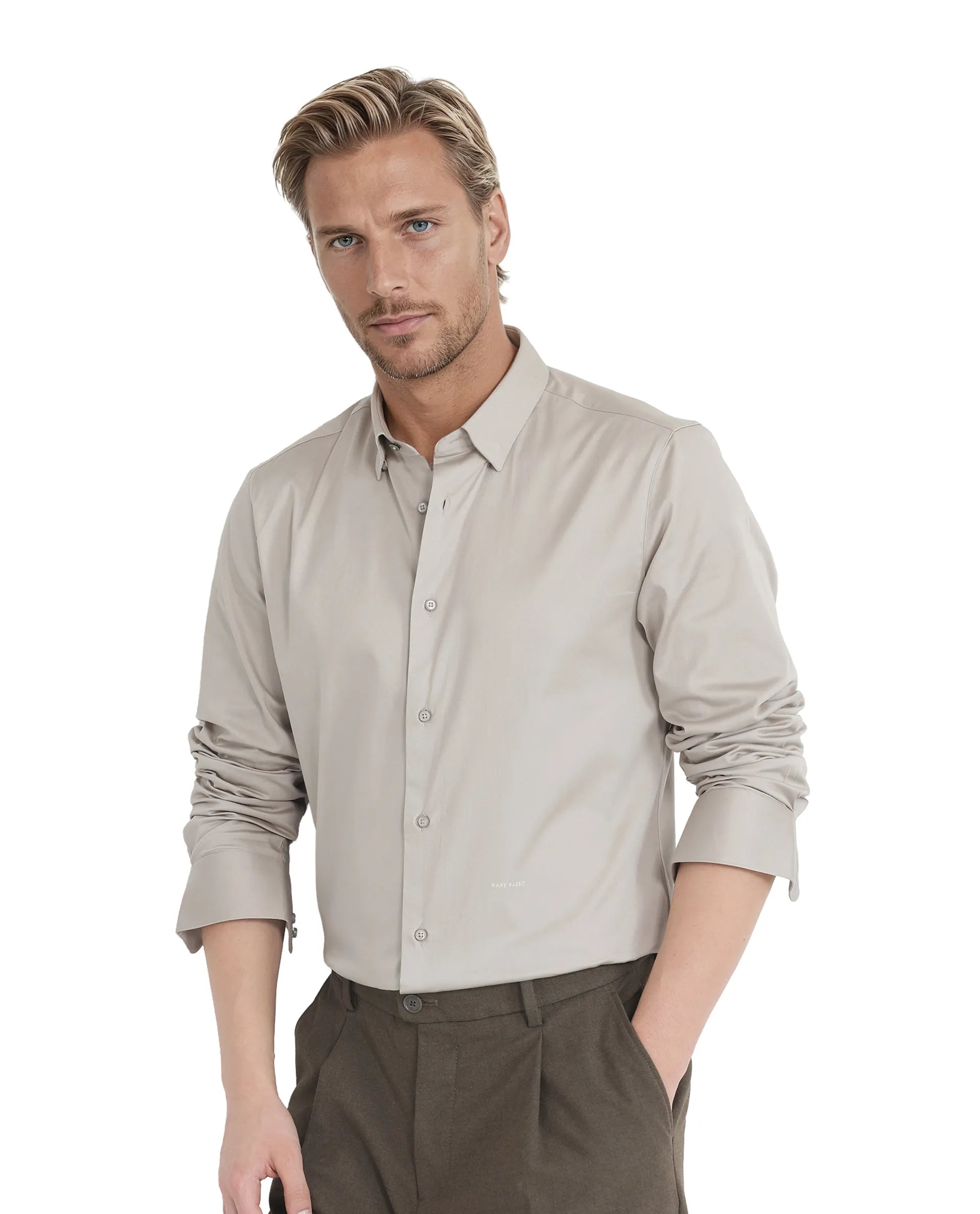 Men's Wrinkle-Free Shirts for Easy CareRare Rabbit Men Como-25 Light Beige Full Sleeve Collared Neck Button Closure Plain Shirt Men's Wrinkle-Free Shirts for Easy CareRare Rabbit Men Como-25 Light Beige Full Sleeve Collared Neck Button Closure Plain Shirt