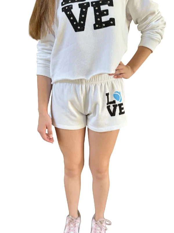 Comfortable Men's Lounge ShortsGirls Love Tennis Shorts In White