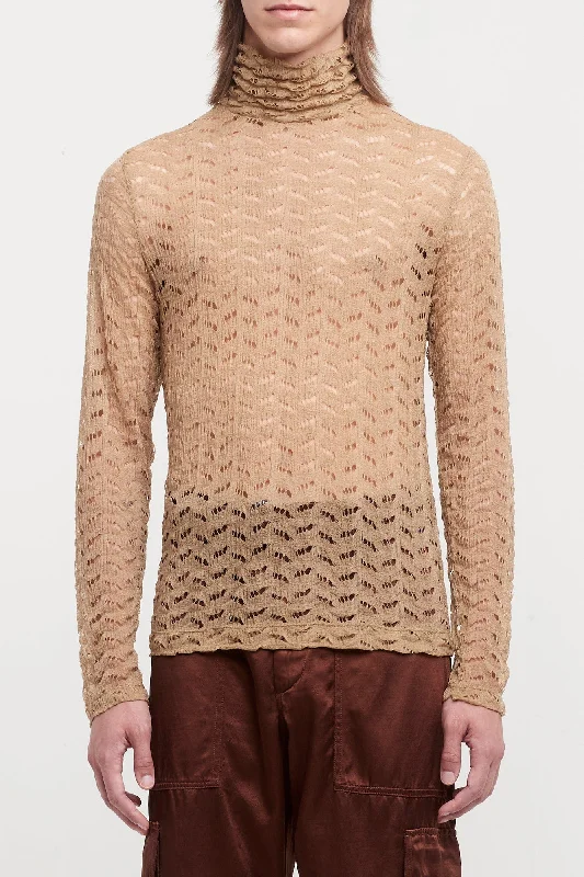 Men's Coats without LiningDries Van Noten Heyze Mockneck Perforated Sweater