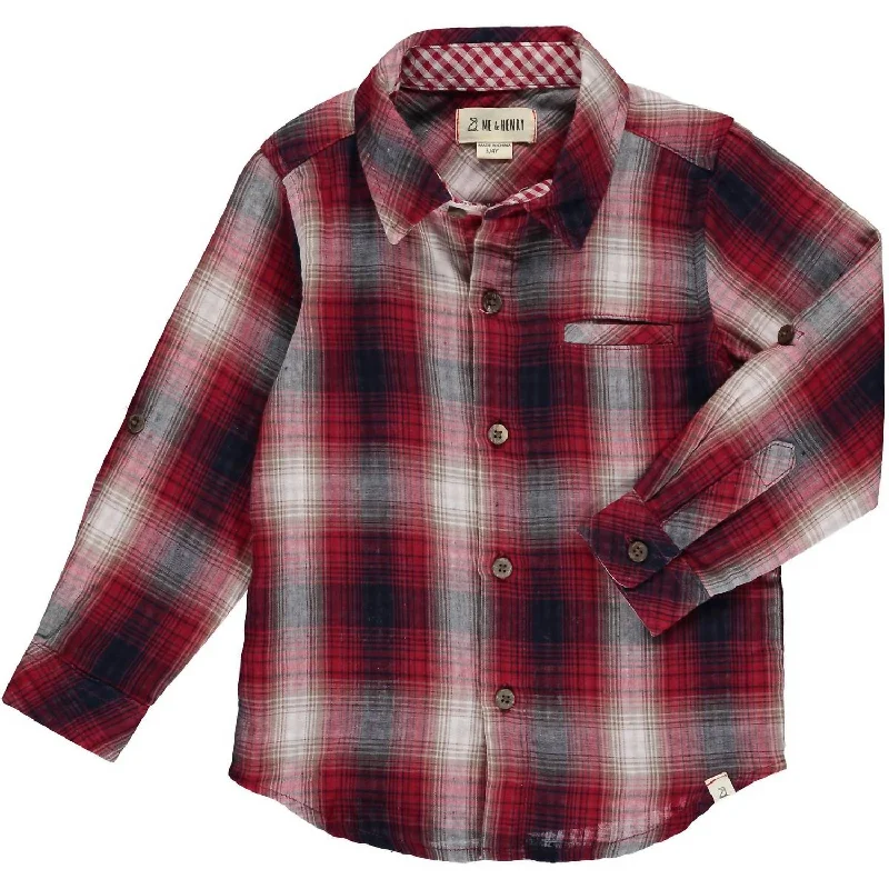 Men's Luxury Shirts for High-End FashionBoy's Atwood Woven Shirt In Red/navy Plaid