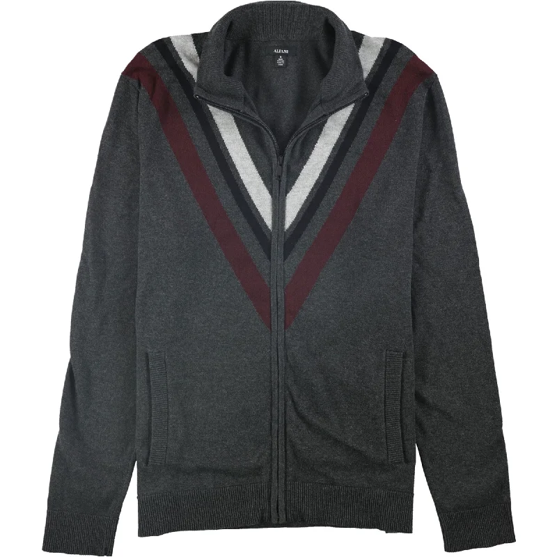 Athletic Men's Performance SweatersAlfani Mens Zip-Front Striped Cardigan Sweater, Grey, Medium Athletic Men's Performance SweatersAlfani Mens Zip-Front Striped Cardigan Sweater, Grey, Medium