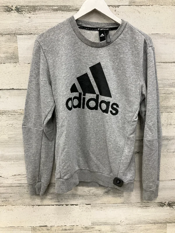 High-Quality Men's French Terry HoodiesSweatshirt Crewneck By Adidas In Grey, Size: S High-Quality Men's French Terry HoodiesSweatshirt Crewneck By Adidas In Grey, Size: S
