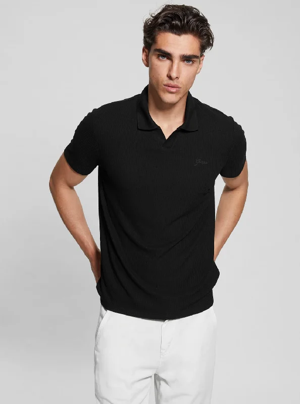 Men's Shirts with Abstract DesignsBlack Ryker Rib Knit Polo T-Shirt