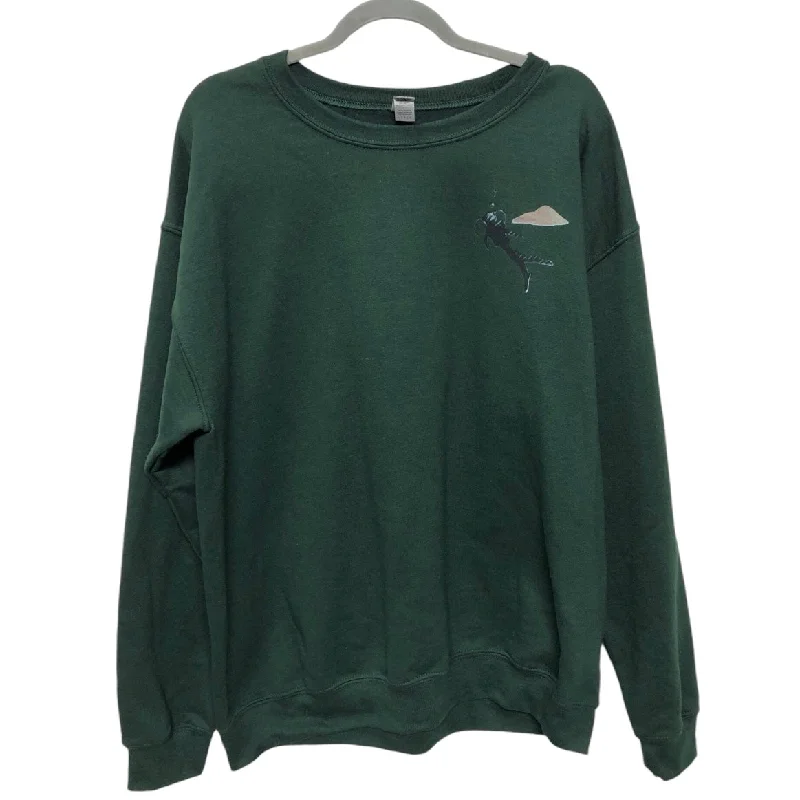 Men's Hoodies with Kangaroo PocketsSweatshirt Crewneck By Gildan In Green, Size: L
