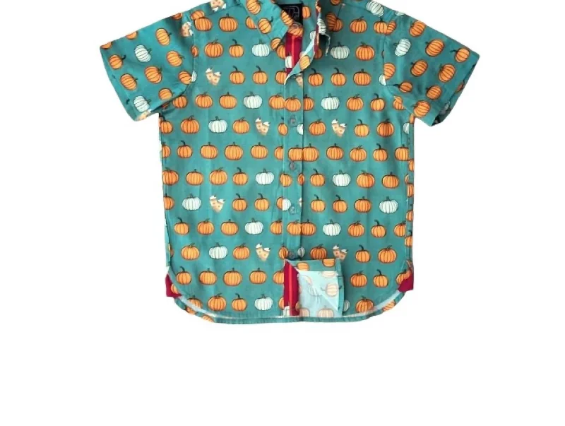 Durable Men's Work ShirtsBoy's Pumpkin Spice Short Sleeve Shirt In Sage Green