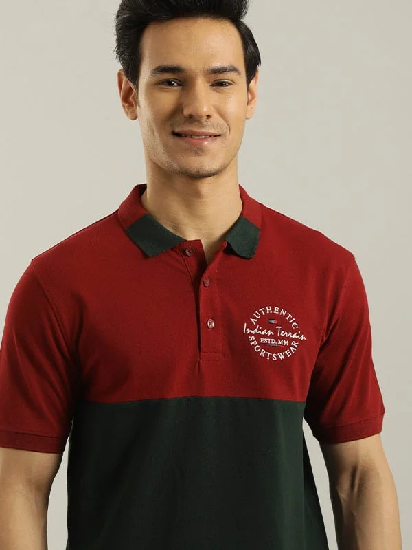 Men's Shirts with Short PlacketsMen Color Block Polo T-Shirt
