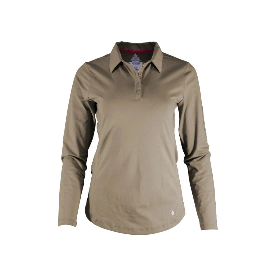 Men's Shirts with Geometric PatternsLAPCO FR L-SPFR6KH Khaki 6oz. Ladies FR Polo Shirt