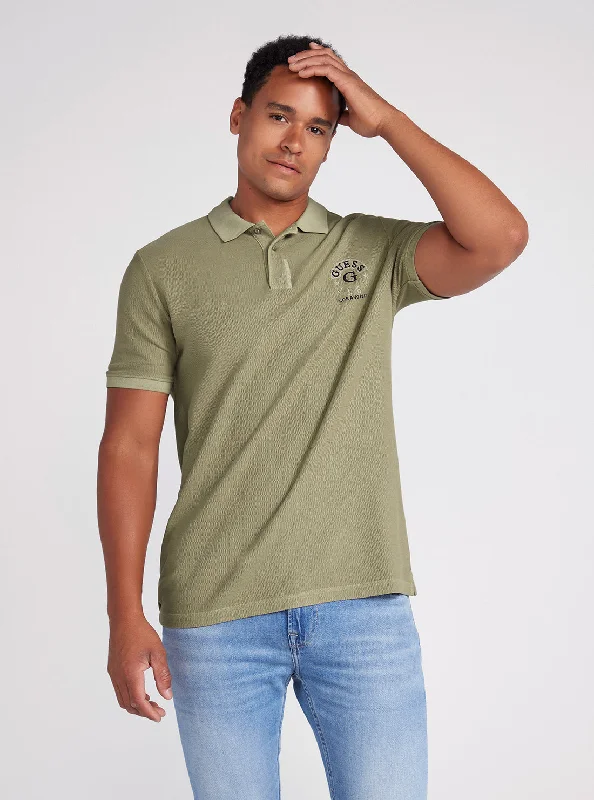 Men's Shirts with Mock NecksGreen Clay Ground Logo Polo T-Shirt