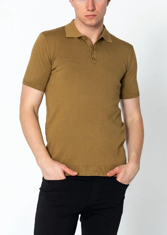Stylish Men's HenleysLightweight Tonal-button Polo Tee - Mustard