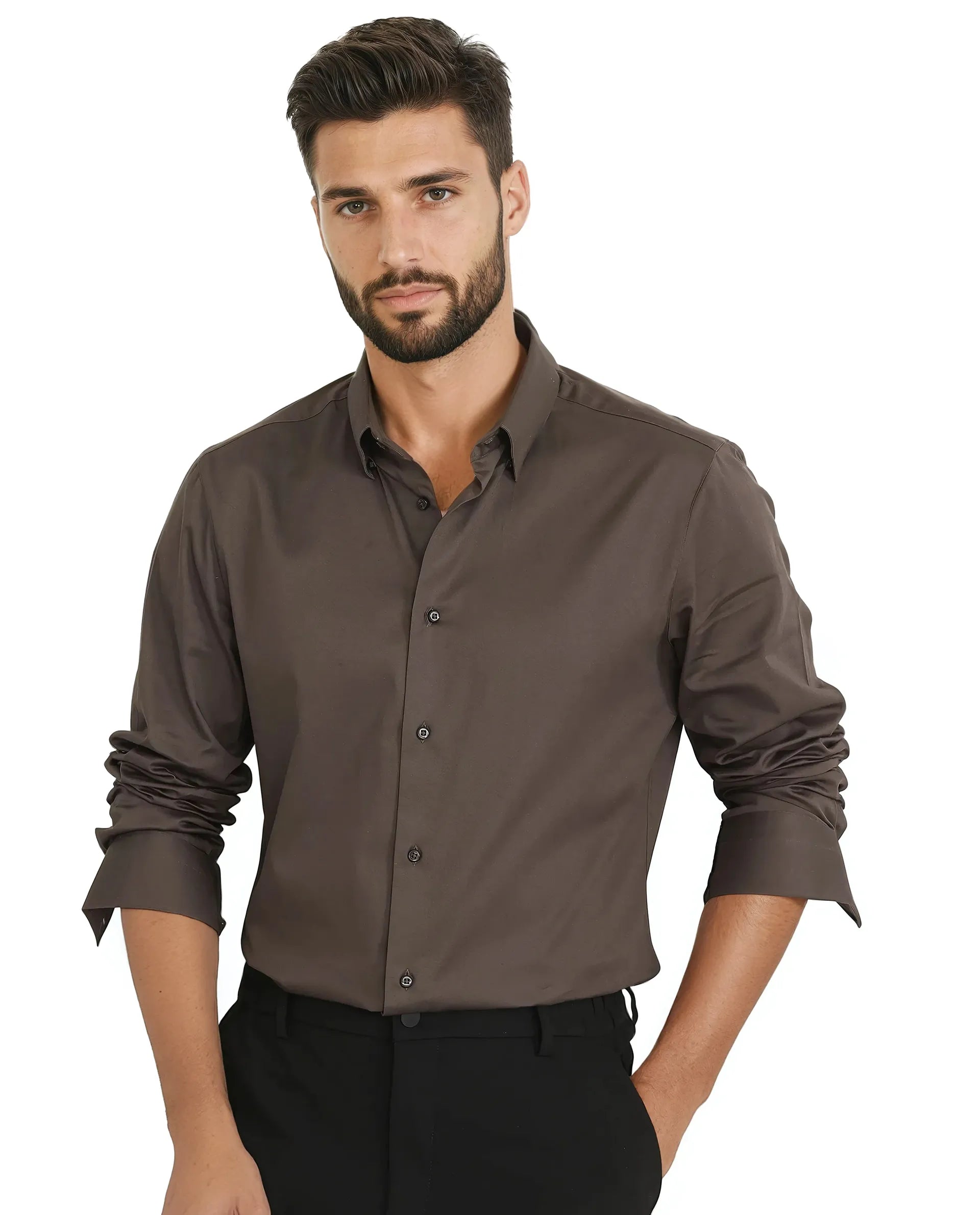 Men's Timeless Dress Shirts for Enduring StyleRare Rabbit Men Como-25 Dusky Olive Cotton Blend Fabric Full Sleeves Collared Neck Button Closure Plain Shirt Men's Timeless Dress Shirts for Enduring StyleRare Rabbit Men Como-25 Dusky Olive Cotton Blend Fabric Full Sleeves Collared Neck Button Closure Plain Shirt