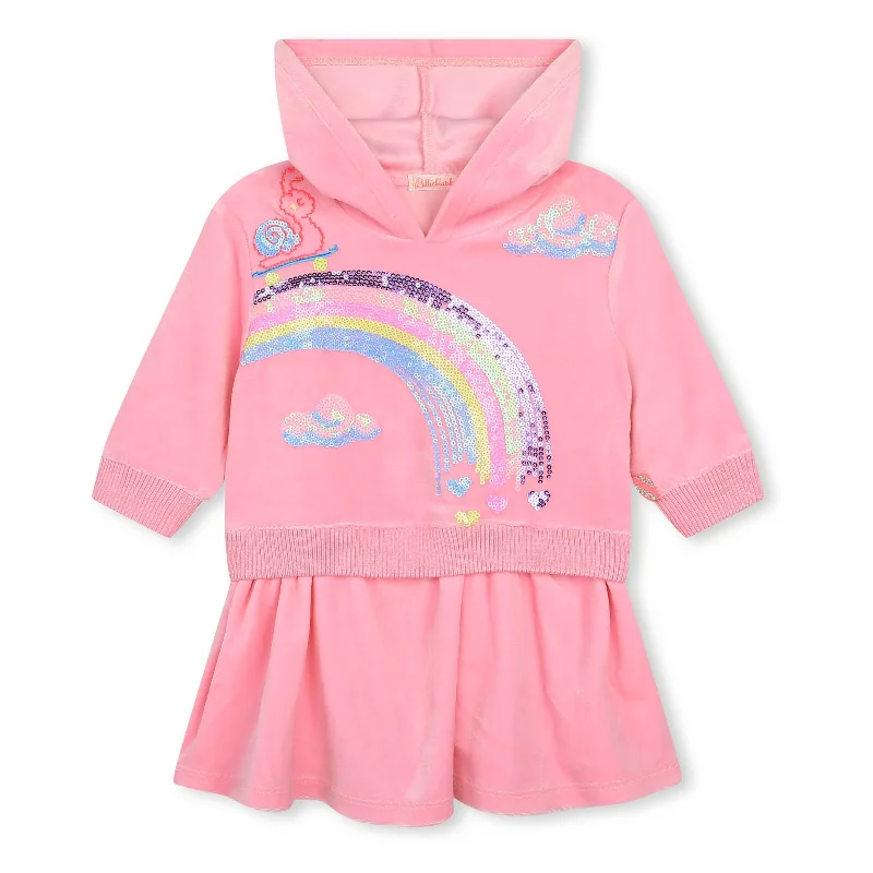 Men's Sweaters with Pockets and ZippersPink Rainbow Hooded Velvet Dress