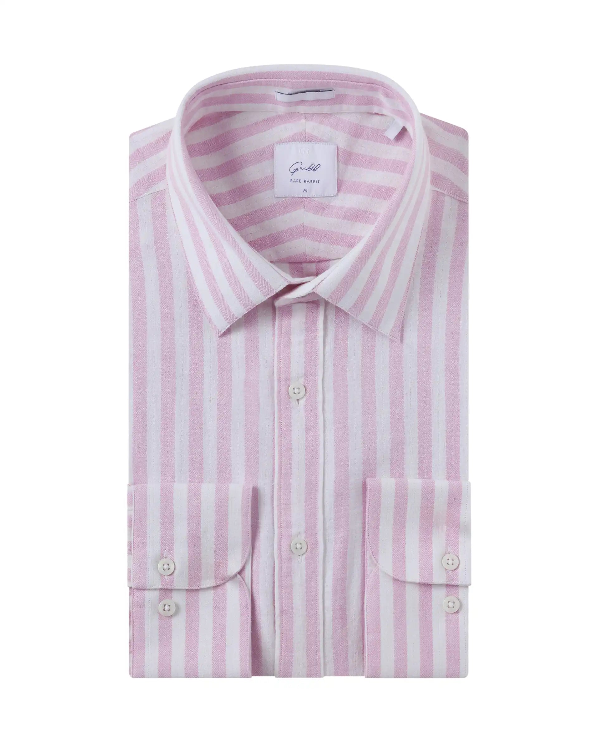Men's Designer Dress Shirts for High-End FashionRare Rabbit Mens Dopple Light Pink Full Sleeve Spread Collar Cotton Linen Blend Stripe Shirt Men's Designer Dress Shirts for High-End FashionRare Rabbit Mens Dopple Light Pink Full Sleeve Spread Collar Cotton Linen Blend Stripe Shirt