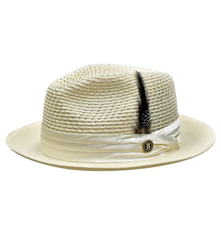 Classic Bowler HatsCream Bruno Capelo Men's Summer Straw Hat