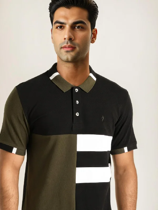 Men's Shirts with Full PlacketsMen Color Block Polo T-Shirt