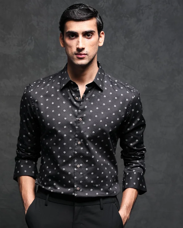 Men's Cowboy Shirts for Western StyleRare Rabbit Men's Dimp Black Cotton Fabric Full Sleeves Floral Print Shirt Men's Cowboy Shirts for Western StyleRare Rabbit Men's Dimp Black Cotton Fabric Full Sleeves Floral Print Shirt