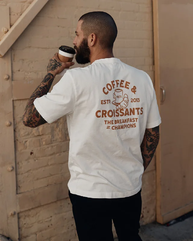 Striped Men's TopsCoffee & Croissants T-Shirt - Off White