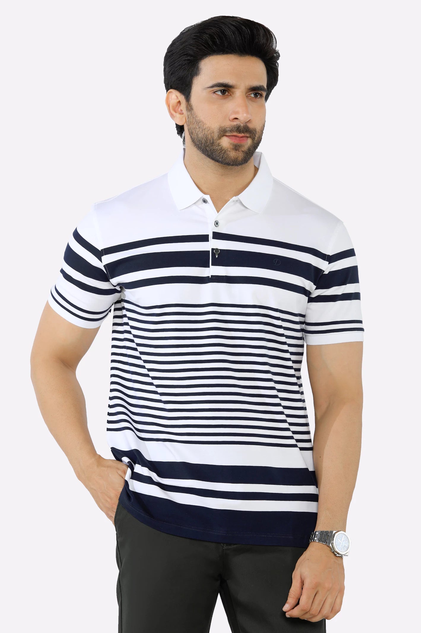 Men's Shirts for HuntingWhite Yarn Dyed Polo