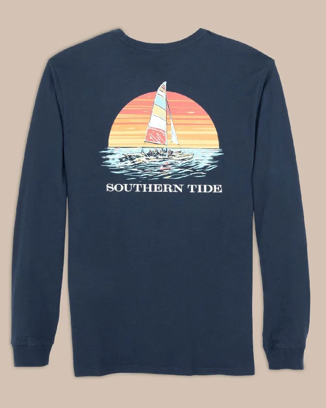 Men's Shirts with High NecksSunset Silhouette Long Sleeve T-Shirt