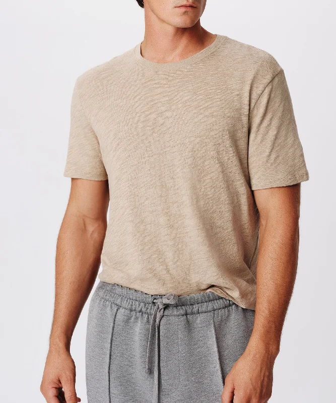 Breathable Men's Mesh TopsSlub Jersey Short Sleeve Crew Neck Tee - Rye