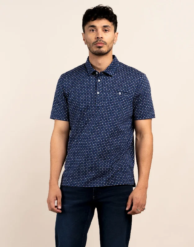 Men's Short-Sleeved ShirtsPortofino Navy and White Floral Polo Shirt