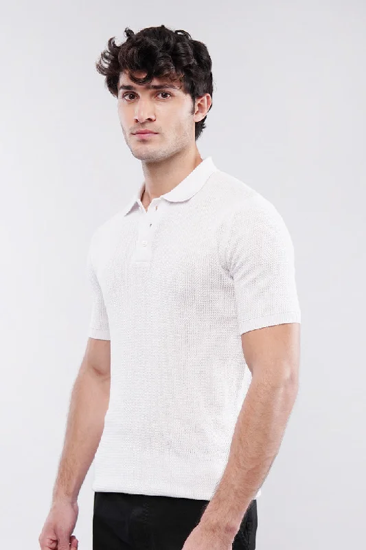Men's Shirts with Antimicrobial TreatmentKnitted Polo Shirt - White