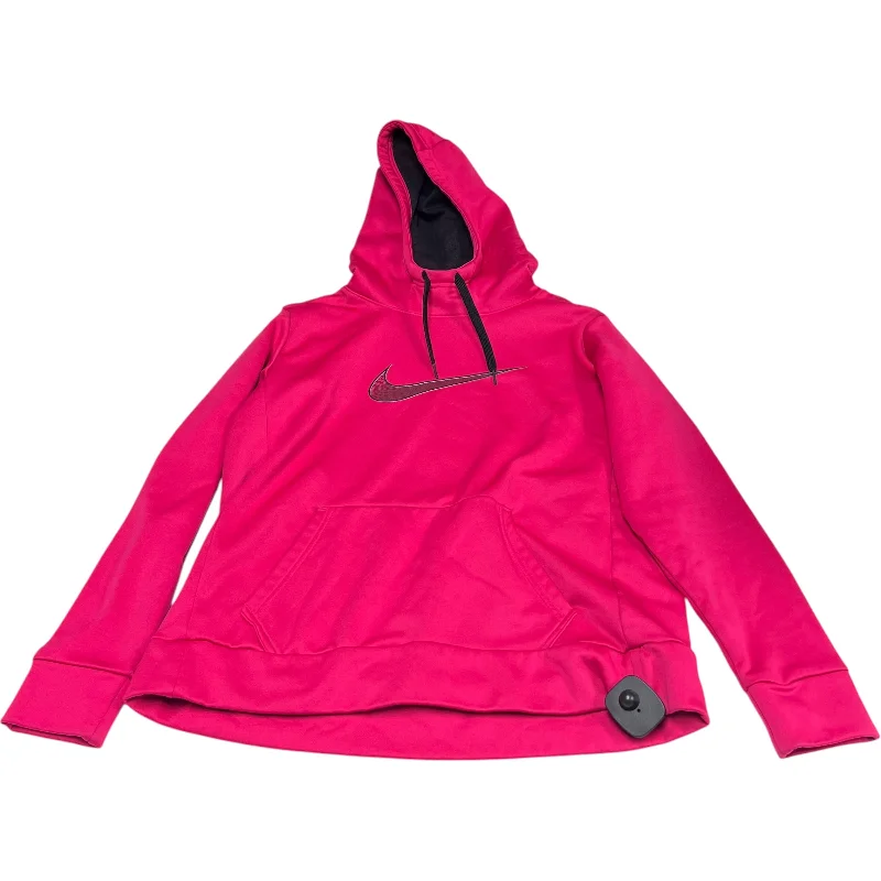 Men's Hoodies with Asymmetric ZippersAthletic Sweatshirt Hoodie By Nike Apparel In Pink, Size: M