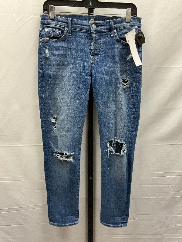 Oversized Men's JeansBlue Denim Jeans Designer 7 For All Mankind, Size 0
