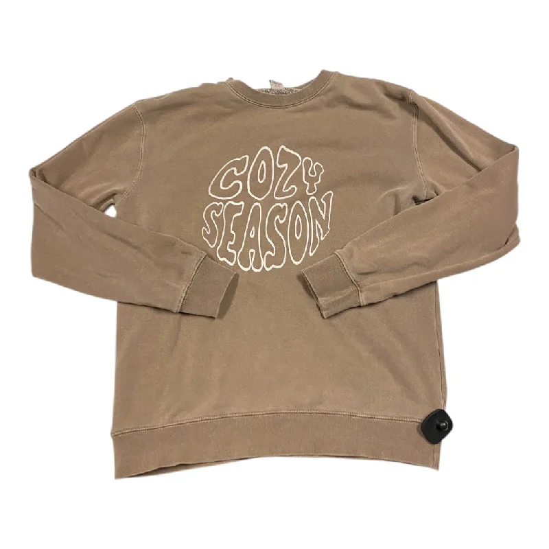 Men's Hoodies with ThumbholesSweatshirt Crewneck By Cmc In Brown, Size: M