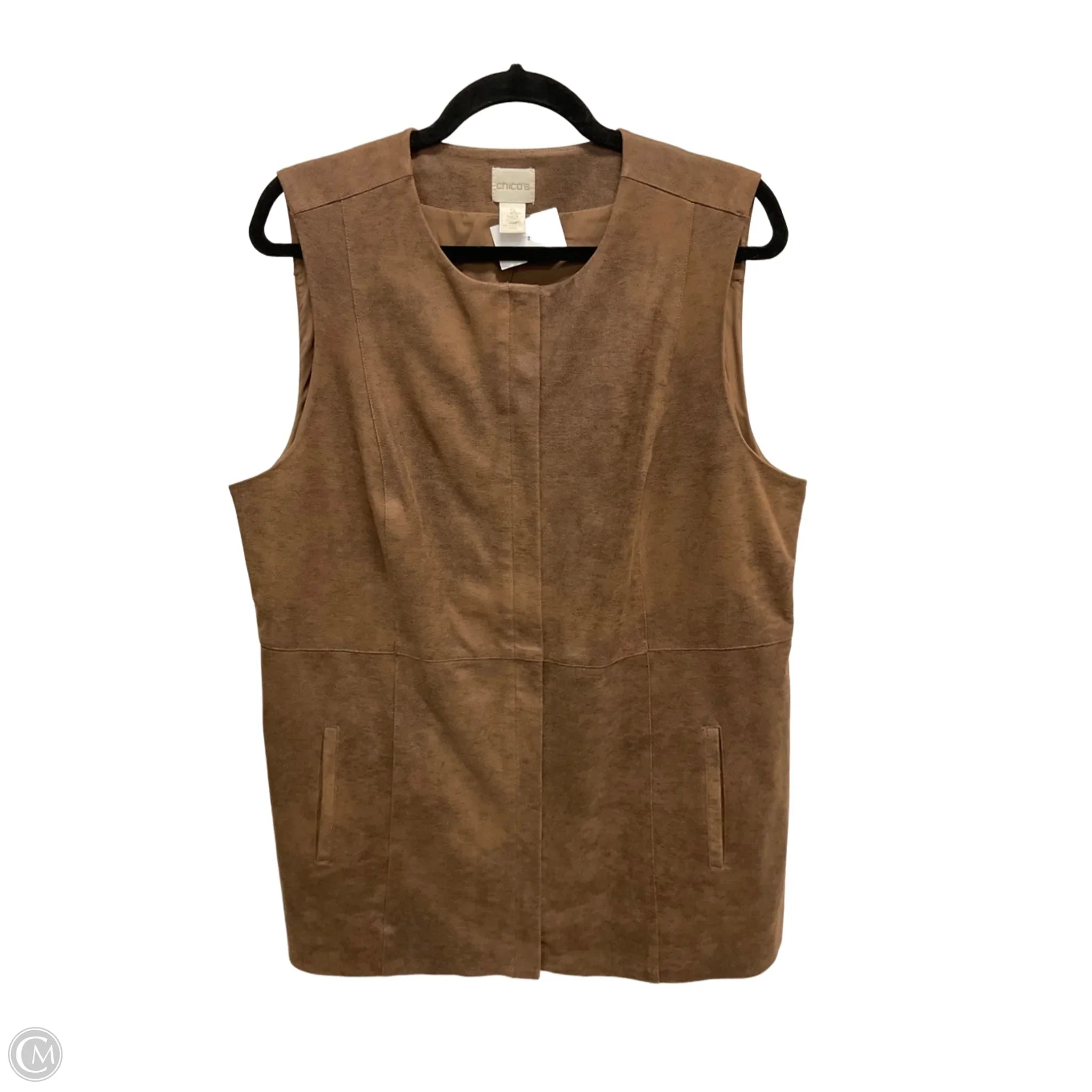 Men's Coats with Patchwork DesignsVest Other By Chicos In Brown, Size: L
