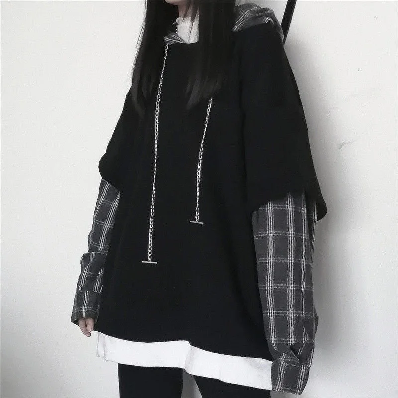 Men's Sweaters with Embroidered DesignsKittenAlarm - Long Sleeve Hip Hop Sleeve Plaid Hoodie Men's Sweaters with Embroidered DesignsKittenAlarm - Long Sleeve Hip Hop Sleeve Plaid Hoodie