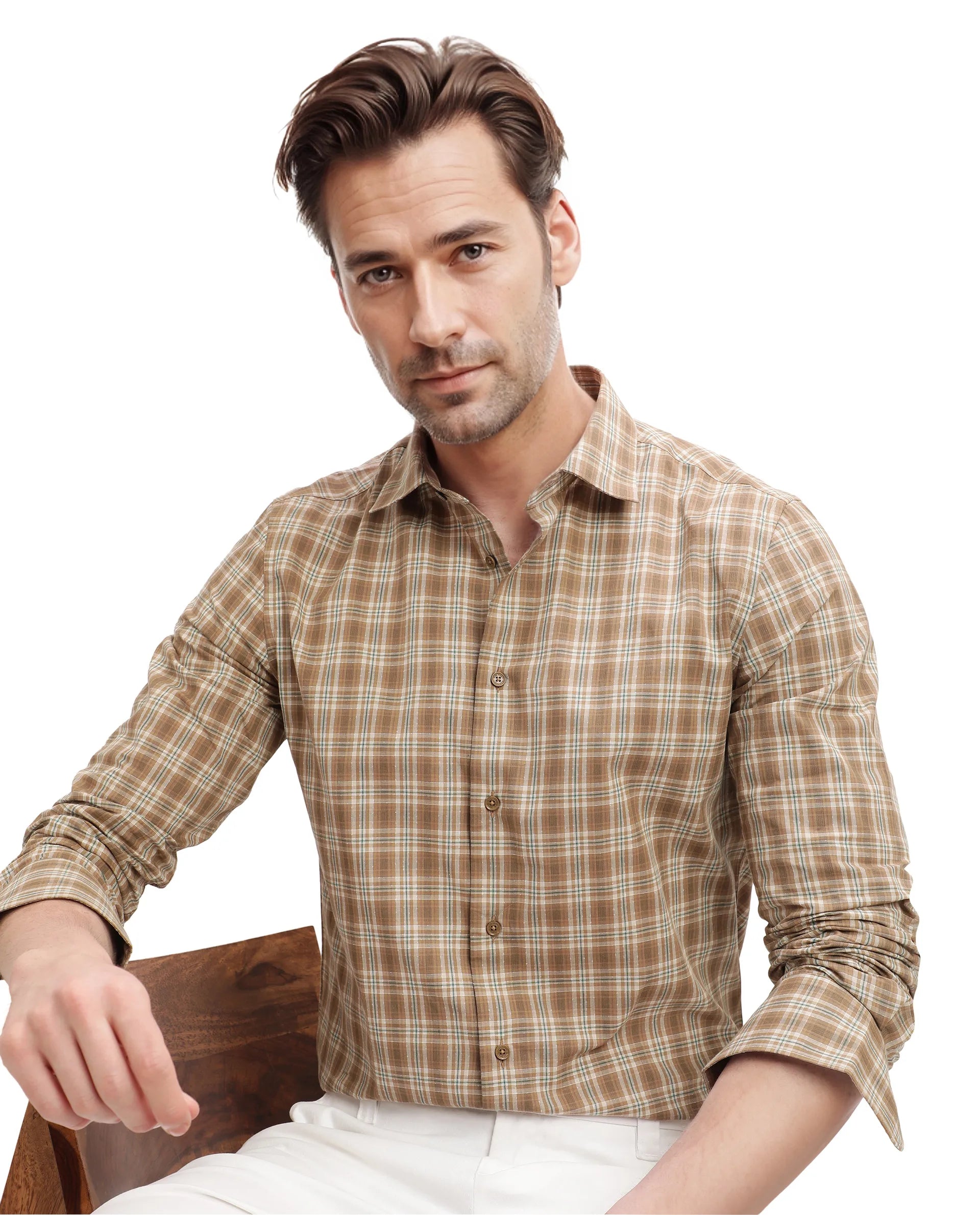 Men's Henley T-Shirts for a Casual TwistRare Rabbit Men's Vitka Dark Brown Cotton Fabric Full Sleeve Regular Fit Checks Shirt Men's Henley T-Shirts for a Casual TwistRare Rabbit Men's Vitka Dark Brown Cotton Fabric Full Sleeve Regular Fit Checks Shirt