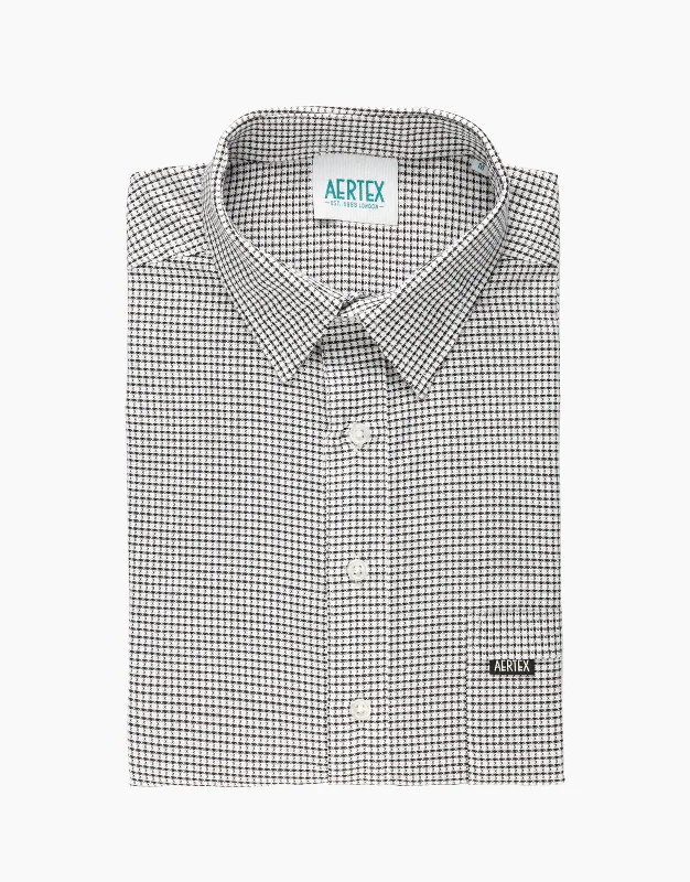 Men's Three-Quarter Sleeved TopsAertex Taunton Black Micro Check Short Sleeve Polo Shirt Men's Three-Quarter Sleeved TopsAertex Taunton Black Micro Check Short Sleeve Polo Shirt