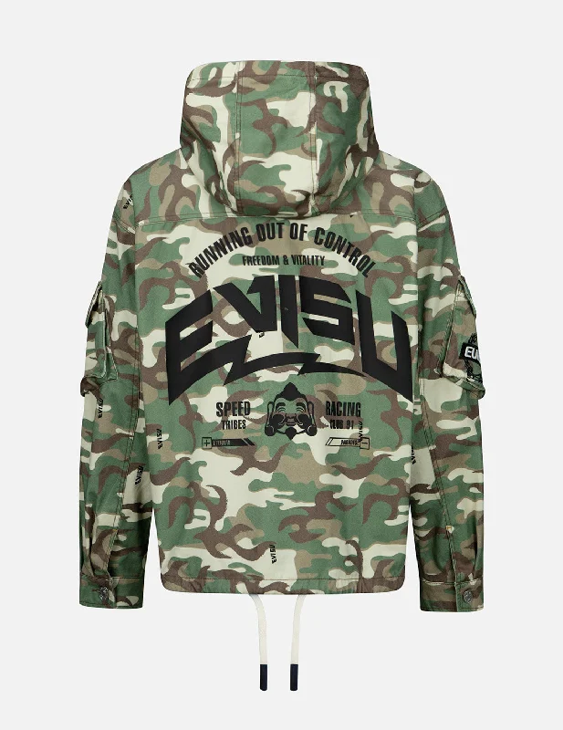 Modern Men's Field JacketsAllover Camouflage-pattern Hooded Jacket
