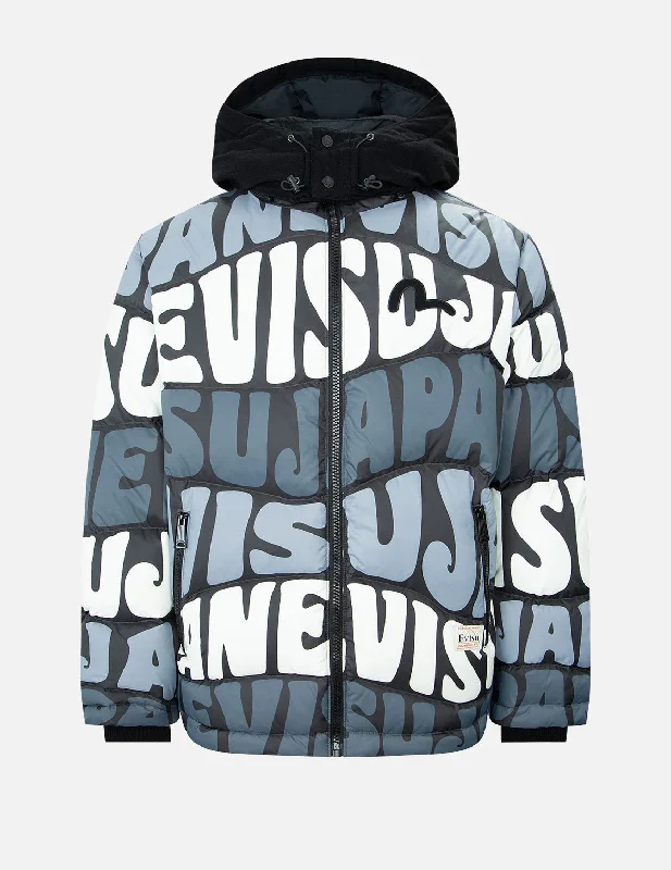 Men's Coats for Skinny MenAllover Wavy Text Print Down Jacket
