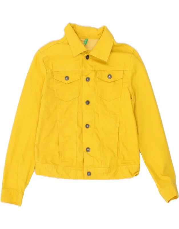 Men's Coats with Patchwork DesignsBENETTON Boys Denim Jacket 10-11 Years XL Yellow Cotton Men's Coats with Patchwork DesignsBENETTON Boys Denim Jacket 10-11 Years XL Yellow Cotton