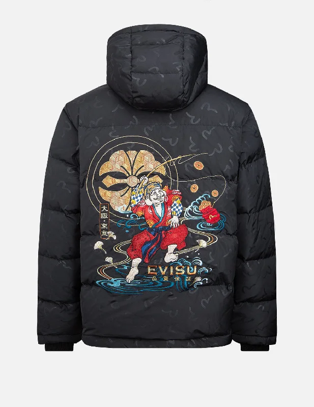 Fashionable Men's Denim JacketsBrand Motto Print Down Jacket
