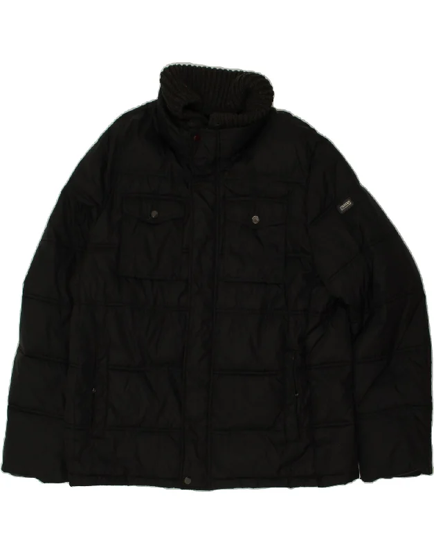 Men's Coats with Fur TrimCALVIN KLEIN Mens Padded Jacket UK 40 Large Black Nylon