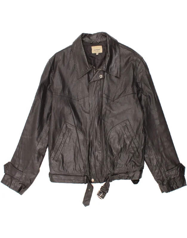Practical Men's RaincoatsCONBIPEL Mens Leather Jacket IT 48 Medium Black Leather