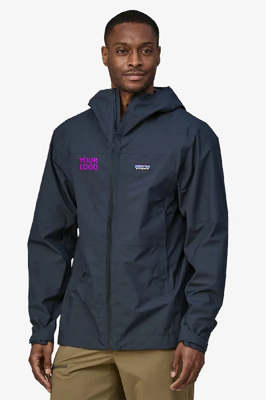 Men's Coats with Fur TrimPatagonia Boulder Fork Custom Rain Jackets, Smolder Blue