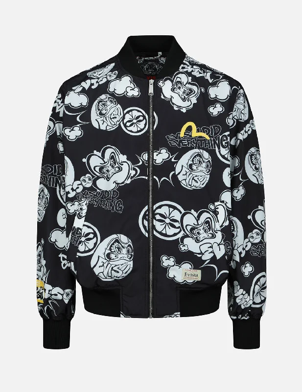Men's Coats for City WearGraffiti Daruma Allover Print Bomber Jacket