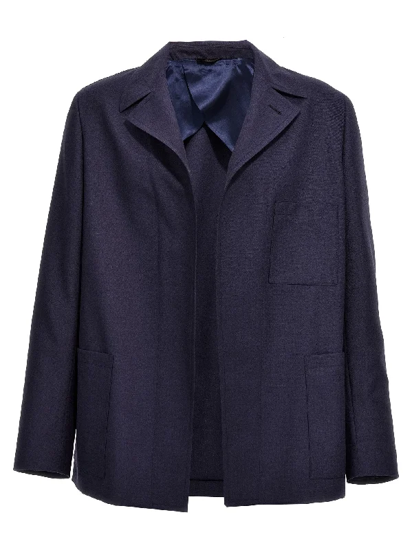 Men's Coats with Embroidered DetailsHalf Belt Jacket